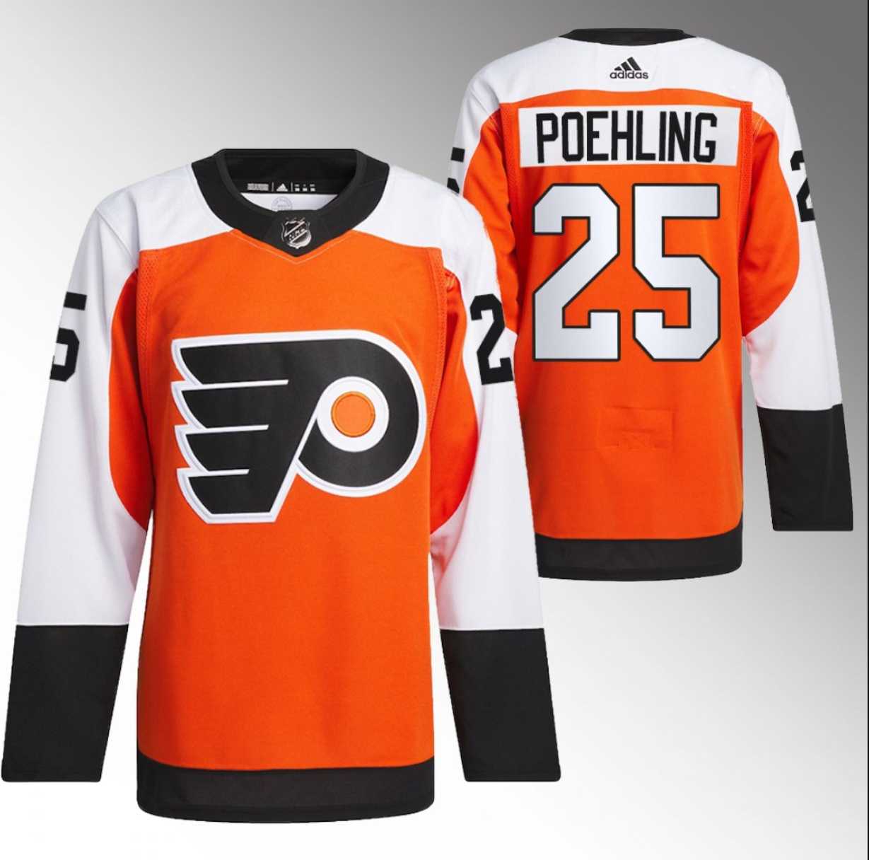 Men%27s Philadelphia Flyers #25 Ryan Poehling 2023-24 Orange Stitched Jersey Dzhi